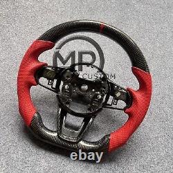 Carbon fiber steering wheel Red perforted Leather Fit for Acura TLX 2021-2025
