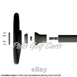 Club Car Onward Black Carbon Fiber Steering Wheel/Hub Adapter/Chrome Cover Kit