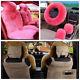 Comfortable 5Pcs Fur Pink Wool Furry Fluffy Thick Car Seat Steering Wheel Cover