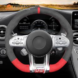 Custom Alcantara Steering Wheel Cover for Benz AMG GT C190 R190 A35 A45 C43 C63