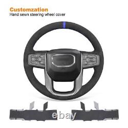 Custom Black Alcnatara Car Steering Wheel Cover Wrap for GMC Sierra 1500 Limited