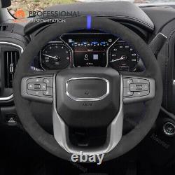 Custom Black Alcnatara Car Steering Wheel Cover Wrap for GMC Sierra 1500 Limited