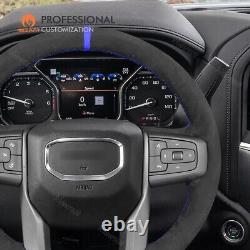 Custom Black Alcnatara Car Steering Wheel Cover Wrap for GMC Sierra 1500 Limited