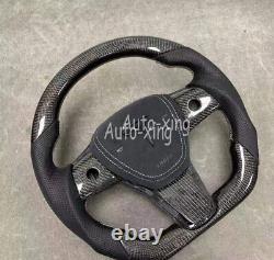 Custom Carbon Fiber Flat Steering Wheel for Tesla model 3/Y+Button Cover