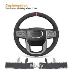 Custom Hand Stitch Alcantara Steering Wheel Cover for GMC Sierra 1500 Limited