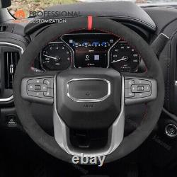 Custom Hand Stitch Alcantara Steering Wheel Cover for GMC Sierra 1500 Limited
