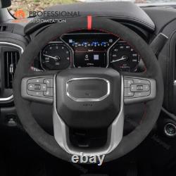 Custom Hand Stitch Alcantara Steering Wheel Cover for GMC Sierra 1500 Limited