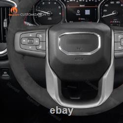 Custom Hand Stitch Alcantara Steering Wheel Cover for GMC Sierra 1500 Limited