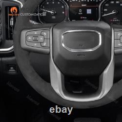 Custom Hand Stitch Alcnatara Steering Wheel Cover for GMC Sierra 1500 Limited