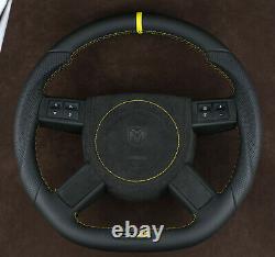 Custom steering wheel Flat bottom Square Top HEMI srt8 Alcantara & Nappa leather