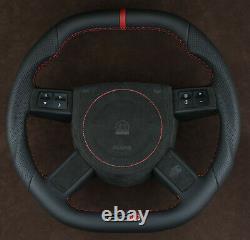 Custom steering wheel Flat bottom Square Top HEMI srt8 Alcantara + Nappa leather