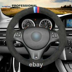 DIY Black Car Steering Wheel Cover Wrap for BMW E81 E82 E87 E88 M3 E90 #D005