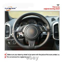 DIY Black Car Steering Wheel Cover Wrap for Porsche 911 Boxster Cayman #A011