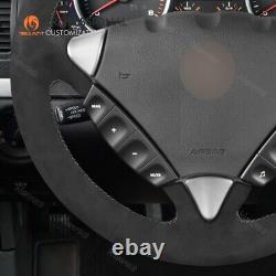 DIY Custom Black Alcantara Car Steering Wheel Cover for Porsche Cayenne 2004