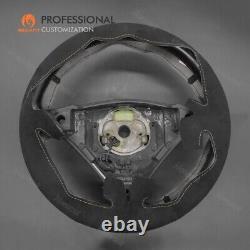 DIY Custom Black Alcantara Car Steering Wheel Cover for Porsche Cayenne 2004