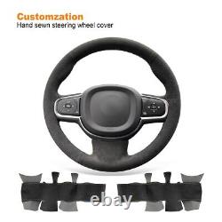 DIY Custom Dark Gray Alcantara Car Steering Wheel Cover for Volvo XC90 2015-2017