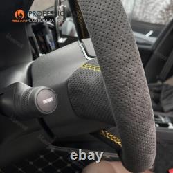 DIY Custom Dark Gray Alcantara Car Steering Wheel Cover for Volvo XC90 2015-2017