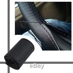 DIY Leather Car Auto Steering Wheel Cover With Needles and Thread Black SC