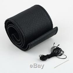 DIY Leather Car Auto Steering Wheel Cover With Needles and Thread Black hg