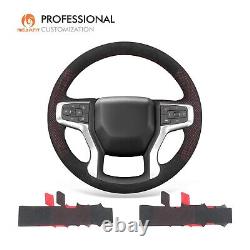 DIY Red Mesh Alcantara Steering Wheel Cover for Chevrolet (Chevy) Silverado 1500
