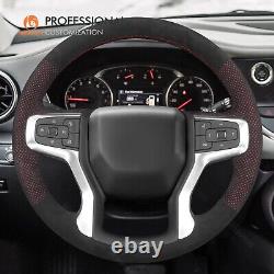 DIY Red Mesh Alcantara Steering Wheel Cover for Chevrolet (Chevy) Silverado 1500