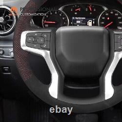 DIY Red Mesh Alcantara Steering Wheel Cover for Chevrolet (Chevy) Silverado 1500