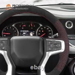 DIY Red Mesh Alcantara Steering Wheel Cover for Chevrolet (Chevy) Silverado 1500