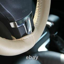 DIY With Needles Beige For Honda Pilot Car Steering Wheel Cover Genuine Leather