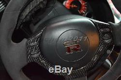 DRY Carbon Kit For 08-15 Nissan R35 GTR Steering Wheel Trim Cover Plain Weave