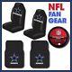 Dallas Cowboys 5pc Auto Set Seat Covers Rubber Floor Mats Steering Wheel Cover