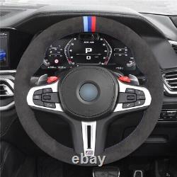 Dark Gray Alcantara Black Car Steering Wheel Cover for BMW M3 G80 M4 G82 G83 M5