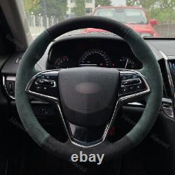 Dark Gray Alcantara Black Steering Wheel Cover for Cadillac ATS 2013-2015 CTS