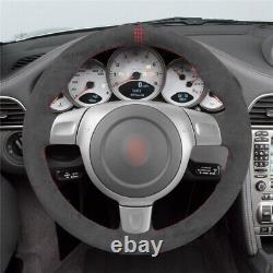 Dark Grey Alcantara Steering Wheel Cover For Porsche 911 997 Boxster 987 Cayman