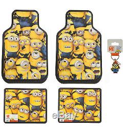 Despicable Me Minions Car Front Rear Floor Mats Seat Covers Steering Wheel Cover