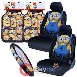 Despicable Me Minions Car Seat Covers 7pc Set Floor Mat Steering Wheel Cover