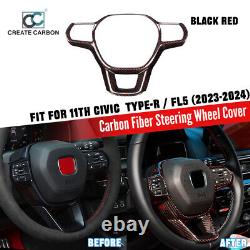 Dry Carbon Fiber Steering Wheel Cover for 11th Gen Civic Type R FL5 Black Red