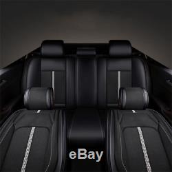 Durable Black 5-seat Car Seat Cover Cushion Steering Wheel Cover WithPillows Set