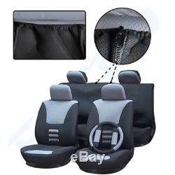 Durable Soft Grey/Black Car Seat Covers Withsteering wheel cover For Nissan