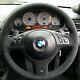 E46 BMW M3 Black Alcantara Suede Steering Wheel Cover ///M Tri Color Stitching