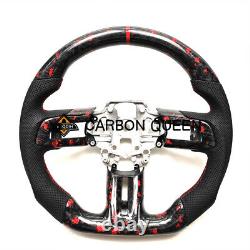 FORGED CARBON FIBER Steering Wheel FOR FORD MUSTANG GT RED STRIPE 2015-17 years