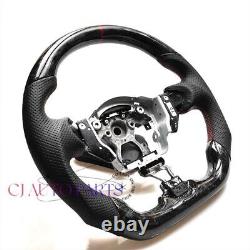 FORGED CARBON FIBER Steering Wheel FOR NISSAN 370Z NISMO BLACK LEATHER REDACCENT
