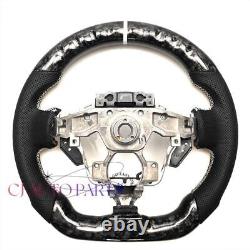 FORGED CARBON FIBER Steering Wheel FOR NISSAN 370Z NISMO BLACK LEATHER/ white