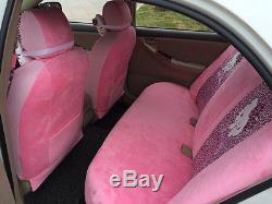 Fashion 18PCs HelloKitty Pink Leopard Print Car Seat Covers Steering Wheel Cover