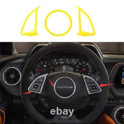Fit For Chevrolet Camaro 2016-2021 Cover Trim Steering Wheel Button Yellow 3PCS