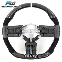 Fits 10-14 Ford Mustang Steering Wheel Carbon Fiber & Alcantara WithWhite Stitch