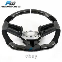 Fits 10-14 Ford Mustang Steering Wheel Carbon Fiber & Alcantara WithWhite Stitch