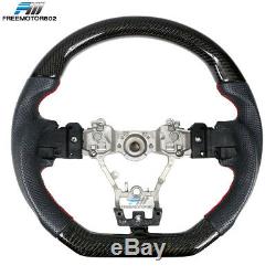 Fits 15-19 Subaru WRX Steering Wheel CF & Perforated Leather & Red Thread