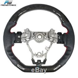 Fits 15-19 Subaru WRX Steering Wheel CF & Perforated Leather & Red Thread