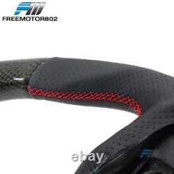 Fits 17-21 Impreza Steering Wheel Carbon Fiber & Leather Cover with Red Stitching