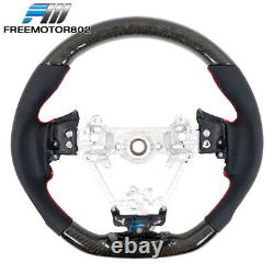 Fits 17-21 Impreza Steering Wheel Carbon Fiber & Leather Cover with Red Stitching